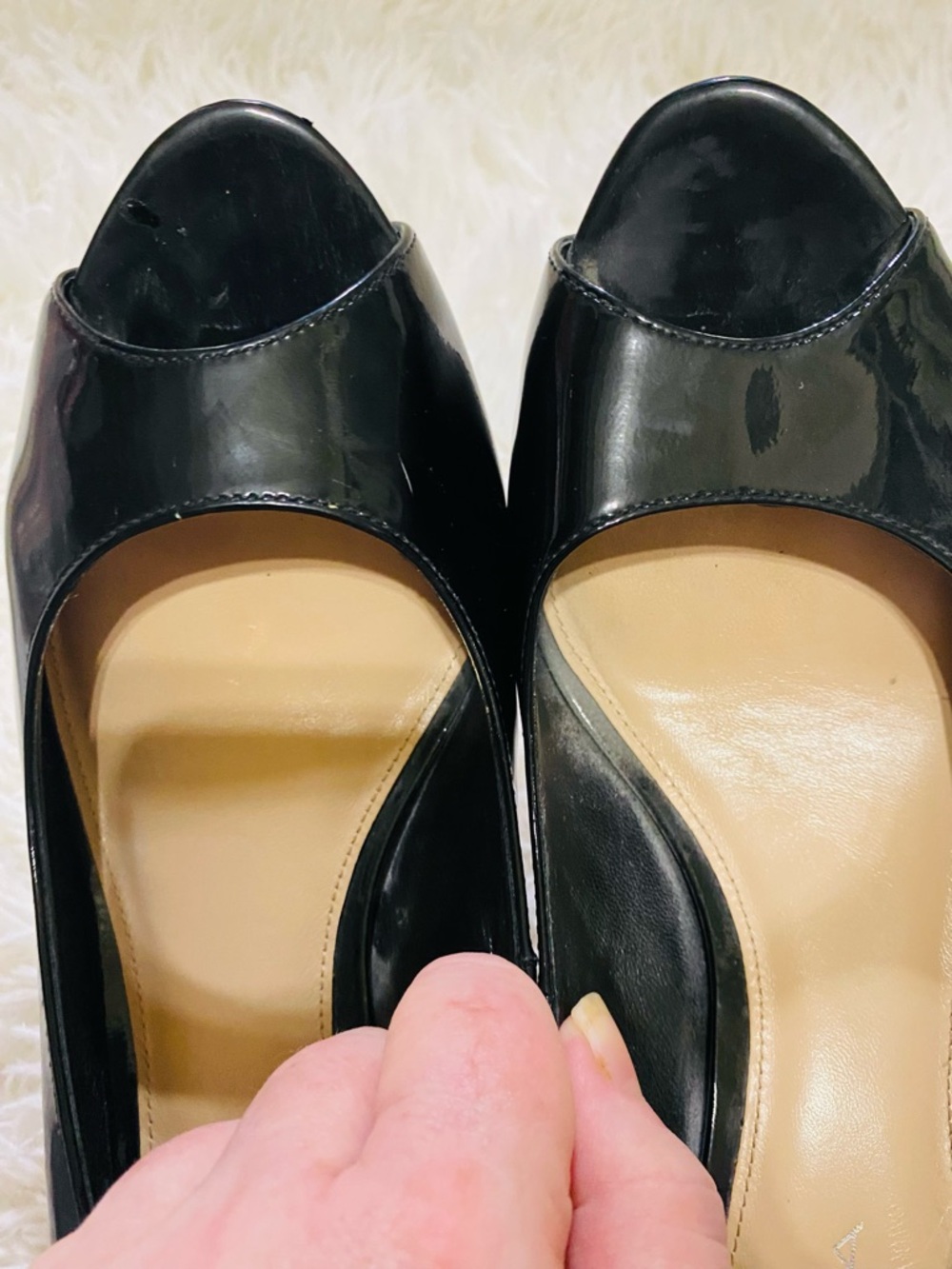 Via Spigo Black Patent Leather Peep Toe Pumps Heels 9M Italy - Picture 3 of 15